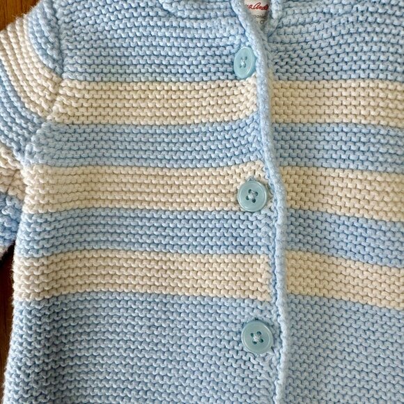 HANNA ANDERSSON Hoodie Cardigan Baby 0-3 50 Organic Cotton Blue Striped Sweater - Picture 5 of 8